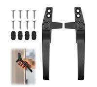 2 Pcs Window Handle, Universal Double Glazing Window Handles Right/Left UPVC Window Locking Handle Replacement Kit Zinc Alloy Door Security Handle for Home Office Windows and Sliding Doors (Black)