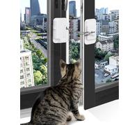 2 Pcs Window Locks for Cats Child Window Safety Restrictors Self Adhesive Window Lock Adjustable for UPVC Window Restrictor No Drilling for Metal, Wooden, Sliding Window, Door, Cabinet