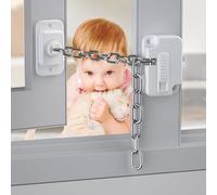 2 PCS Window Locks for UPVC Windows, Self-Adhesive Window Restrictor Locks for Child Pets Safety, Adjustable Ventilation Window Lock, No Drill, for UPVC, Wooden, Sliding Windows, Doors & Cabinets