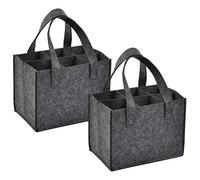 2 PCS Wine Bottle Carrier Felt Wine Bottle Bag for 6 Bottles - Wine Bottle Holder Bag with Carry Handle for Storing Carrying Wine Beer Champagne