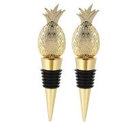 2 Pcs Wine Bottle Stoppers,Golden Pineapple Wine Corks Champagne Stopper,Reusable Bottle Saver Sealer Wine Corks for Wine Prosecco Beer Spirits Collection Gift for Wedding Birthday