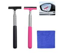 2 Pcs Wing Mirror Wiper, Retractable Wing Mirror Squeegee with Cleaning Cloth, Mini Squeegee for Cars, Side Mirrors, Shower Doors, Bathroom Surfaces