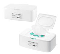 2 PCS Wipe Dispenser for Bathroom, Refillable Wipe Container, Wet Tissue Holder for Living Room, Office, Car, 6.7 x 4.1 x 2.4 in, Compact Storage Box with Flip Top Lid, Easy Pull Outlet