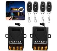 2 Pcs Wireless Remote Switches, DC 12 V to 72 V RF Switches with Remote Controls, 328 ft Long Range Remote Control Switches for Anti-Theft Alarms, Lights, Fans, Motors, Garage Doors