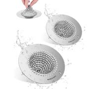 2 PCS wokdada Kitchen Sink Strainer, Reversible Anti-Clog Kitchen Sink Drain Strainer, Easy Clean & 304 Stainless Steel Kitchen Sink Plug Strainer, Patented Handcrafted, Fits UK Sinks Hole Diameter
