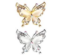 2 Pcs Women Butterflies Brooch Pin Rhinestones Pin Fashionable Wedding Crystal Butterfly Brooch Pin Daily Wearing Breastpin