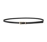 2 pcs Women Skinny Leather Belt for Dresses Thin Waist Belt with Metal Buckle for Jeans Dress Pants（Black）