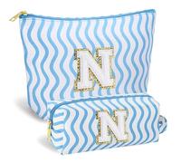 2 Pcs Women's Makeup - Travel Cosmetic Bag Gifts for Teenagers Mom Women Girlfriends Best Friends, blue, N