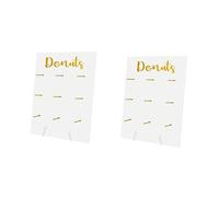 2 Pcs Wood Donut Display Stand Reusable Rustic Doughnut Board Holder Donut Party Supplies for Wedding Birthday Festival Table Decor,White