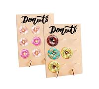 2 Pcs Wood Donut Stand Reusable Doughnut Display Board Donut Party Supplies,for Wedding Birthday Family Party Festival Table Decor Holds 9 Donuts