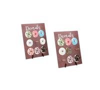 2 Pcs Wood Donut Stand Reusable Doughnut Display Board Donut Party Supplies,for Wedding Birthday Family Party Festival Table Decor Holds 9 Donuts (Curry and White)