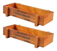 2 Pcs Wood Planter Box Wooden Succulent Planter Decorative Wooden Box Garden Flower Pot Rustic Home Decor for Indoor and Outdoor