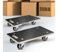 2 Pcs Wood Platform Dolly, 551 Lbs Capacity Moving Dolly Heavy Duty Furniture Dolly 4 Wheels Rectangle Multifunctional Mover Carrier for Piano Furniture Couch Washing Machine Fridge Heavy Items