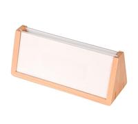 2 Pcs Wood Rustic Place Card Name Holders, Wooden Table Number Stands, Reusable Meeting Number Stands, Triangular Wooden Table Card, Double-Sided Acrylic Display Stand for Wedding Banquet (A)