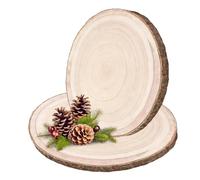 2 Pcs Wood Slices, Log Slices Cakestand 28-32cm Large Wood Slices for Crafts Rustic Woods Circles Wooden Cake Stand Decor for Party