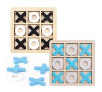 2 Pcs Wooden Board Game Set: Ludo, Noughts and Crosses, Snakes and Ladders, XO Chess - Classic Family Games for Adults and Kids