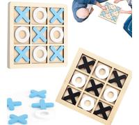 2 Pcs Wooden Board Games, Tic Tac Toe Game,Board Games For Families,XO Chess Board Game,Classic Board Games,Child Interactive Game Wooden Family Board Game Set for Kids