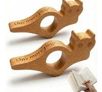 2 PCS Wooden Book Page Holder for Finger/Thumb, Wood Book Opener Holders for Reading, Personalised Bookmark, Accessories for Reading Lovers, Cat Shaped Styles