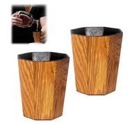 2 Pcs Wooden Cocktail Cup with Barrel Shape, Creative Charred Whiskey Cup, Handmade Vintage Drinking Glass for Tea Water Whiskey Milk Home Barbecues Whisky Lovers Gifts