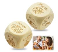 2 PCS Wooden Food Decision Dice Valentines Date Night Dice Food Dice with 12 Food Patterns Food Muti Decision Dice Christmas Birthday for Boyfriend Girlfriend for Her Him Couples Gift Ideas