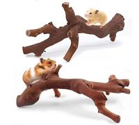 2 PCS Wooden Hamster Climbing Branches, Natural Grapevine Wood for Syrian Hamster Climbing Chewing Toys, Rat Exercise Toy, Small Animal Habitat Decor for Dwarf Pets Gerbils Mice (11.8IN/2PCS)