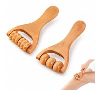 2 PCs Wooden Hand Roller Massager, Roller Muscle Release, Self Massage Waist Thigh, Leg, Hands Full Body Massage Tools