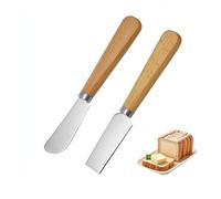 2 PCS Wooden Handle Stainless Steel Butter Knives, Effortless Spreading, Rust-Resistant, Non-Slip Handle,Easy Spread for Butter Cheese Jams Jell Sandwiches Fruit Bread