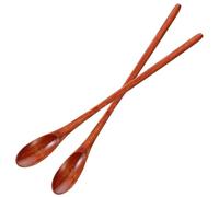 2 PCS Wooden Long Spoons Stirrers 7.87 Inches Wooden Honey Spoon Wood Mixing Long Handle Tasting Honey Stirring Spoons Wood Tea Utensils Vintage Stirrer Spoon for Soup Coffee Cocktail Beverage