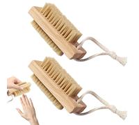 2 Pcs Wooden Nail Scrub Brush, Double Sided Nail Brushes with Stiff Bristles and Hanging Rope Hand and Foot Scrubber Manicure Pedicure Tool for Scrubbing Fingernails Toenail Cuticle