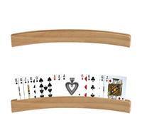 2 Pcs Wooden Playing Card Holders, Wooden Curved Game Card Holders