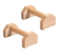 2 Pcs Wooden Push Up Handles, 9.8 in Pine Wood Parallettes with Golden Triangle Design, Non Slip Base and Foot Pads, Handstand Bars for Calisthenics, Home Gym and Bodyweight Training