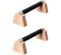 2 Pcs Wooden Push-Up Stands, Solid Wood Home Gym Equipment for Strength Training with Handle, Triangle Support Base, Non-Slip Grip, 9.8 x 1.2 in, for L-Sit, Dips, Core Workouts, Arm Development