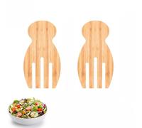 2 Pcs Wooden Salad Servers Set,Salad Serving Spoons,Salads Tongs Forks,for Tossing and Mixing Fruit Pasta Dish,Bamboo Spoon Cutlery for Large Bowl