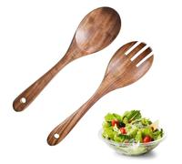 2 Pcs Wooden Salad Servers Set with Long Handles, Fork and Spoon Serving Utensils for Tossing and Mixing, Ideal for Salad Bowl and Servers, Kitchen Dining and Party Use