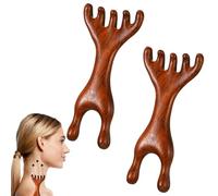 2 Pcs Wooden Scalp Massager Comb Acupressure Tool 5-Claw Meridian Therapy Manual Scalp Massager Natural Sandalwood Guas Sha Tools Ergonomic Handheld Massage Stick for Head Neck Face Nose Jaw