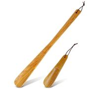 2 Pcs Wooden Shoe Horn Set with 15.74In Long and 6.29In Short Handles Easy Shoe Helpers for Seniors Adults Pregnant Women and Kids to Protect Shoes and Ease Footwear
