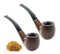 2 Pcs Wooden Smoking Pipes Tobacco Cigarettes Pipes Bent Round Cigarette Tubes for Gentlemen, Ladies, the Elderly