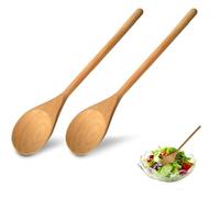 2 Pcs Wooden Spoons for Cooking, Long Handle Wooden Spoon, Natural Wood Long Handle Round Spoons, Heat Resistant Wooden Cooking Utensils Set for Soup Mixing Stirrer Kitchen Tools Utensils
