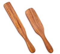 2 Pcs Wooden Spurtle Set, Wood Spatula for Cooking, 11 Inch 9 Inch Sourdough Spurtle Stirring Stick with Hanging Holes, Kitchen Tools for Sourdough Starter, Mixing, Baking