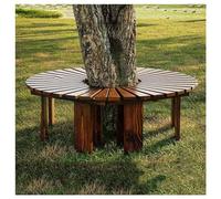 2 PCS Wooden Tree Bench Wrap Around Curved Outdoor Benches for Garden 660Lbs Capaci Natural Brown h 120Cm/47In Perfect for Relaxing & Entertaining