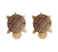2 Pcs Wooden Turtle Shape Wall Coat Hooks Nail-Free Clothes Hooks for Room and Drawer Pulls Small 7.5x5x3.5cm Decorative Storage Organizer Random Color