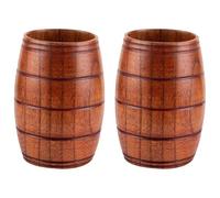 2 Pcs Wooden Whiskey Glasses Set, Handmade Old Fashioned Bourbon Drinking Glass, Small Barrel Whiskey Glasses for Men
