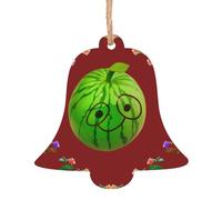 2 PCS Wooden Xmas Tree Ornaments, Big Eye Watermelon Print Christmas Party Decoration Wood Pendant, for Home Crafts Hanging