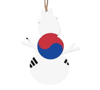 2 PCS Wooden Xmas Tree Ornaments, Flag of Republic of Korea Print Christmas Party Decoration Wood Pendant, for Home Crafts Hanging