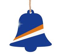 2 PCS Wooden Xmas Tree Ornaments, Flag of The Marshall Islands Print Christmas Party Decoration Wood Pendant, for Home Crafts Hanging