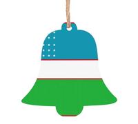 2 PCS Wooden Xmas Tree Ornaments, Flag of The Republic of Uzbekistan Print Christmas Party Decoration Wood Pendant, for Home Crafts Hanging