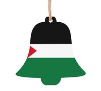 2 PCS Wooden Xmas Tree Ornaments, Flag of The State of Palestine Print Christmas Party Decoration Wood Pendant, for Home Crafts Hanging