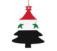 2 PCS Wooden Xmas Tree Ornaments, Flag of The Syrian Arab Republic Print Christmas Party Decoration Wood Pendant, for Home Crafts Hanging
