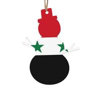2 PCS Wooden Xmas Tree Ornaments, Flag of The Syrian Arab Republic Print Christmas Party Decoration Wood Pendant, for Home Crafts Hanging