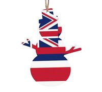 2 PCS Wooden Xmas Tree Ornaments, Hawaii Flag Print Christmas Party Decoration Wood Pendant, for Home Crafts Hanging